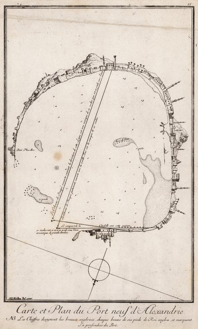 Map and Plan of the Port of Alexandre, Egypt by English School