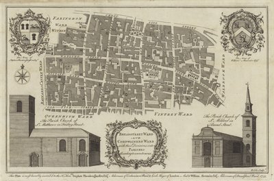 Map of Bread Street Ward and Cordwainers Ward, London by English School