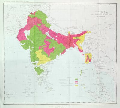 Map of India, showing the progress of the Imperial Surveys, published under the direction of Colonel H.R. Thuillier, R.E., Surveyor General of India, 1888 by English School