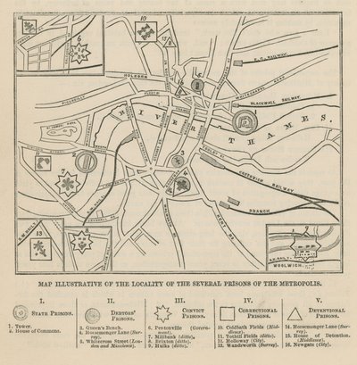 Map of London Prisons by English School