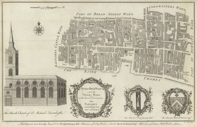 Map of Queenhithe and Vintry Wards, London by English School