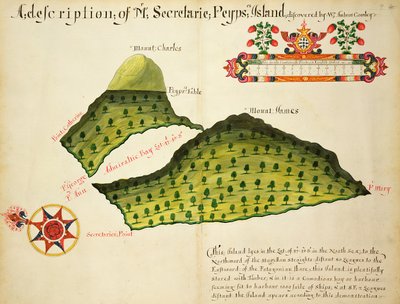 Map of Secretaire and Pepys Islands in the Magellan Straits, c.1628 by English School