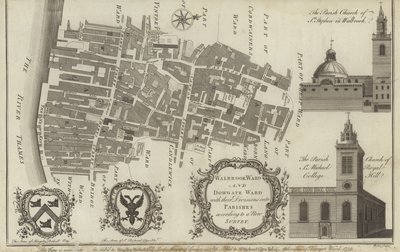 Map of Walbrook Ward and Dowgate Ward, London by English School