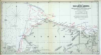 Map of West Arctic America showing the tracks of HMS Enterprise and Investigator in 1850-1854 by English School
