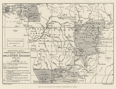 Map of the British and German Possessions in Africa by English School