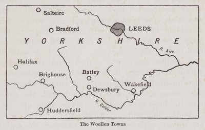 Map Showing the Woollen Towns of Yorkshire (litho) by English School
