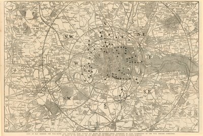 Map Showing the Toll Gates and Principal Bars Within 6 Miles of Charing Cross, Exhibited to Lord Palmerston by the Toll Reform Committee by English School