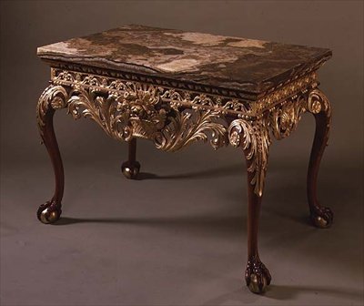 Marble Topped Table with Ball and Claw Feet by English School