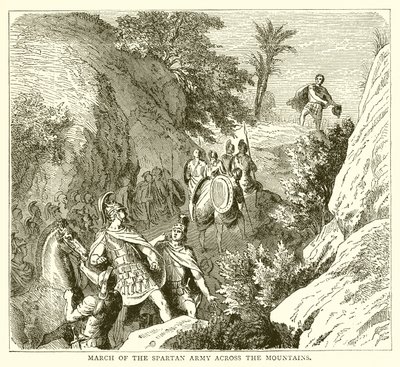 March of the Spartan Army across the Mountains by English School