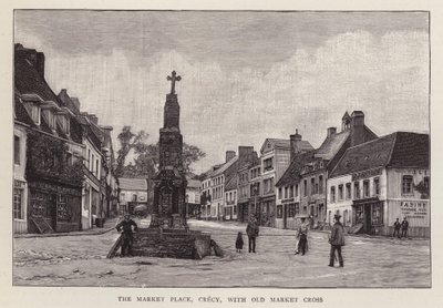 Market place, Crecy, France, with the old market cross by English School