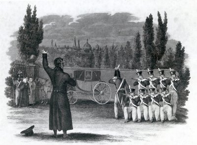 Marshal Ney Shot Himself Giving the Word of Command, published by Thomas Kelly, 1816 by English School