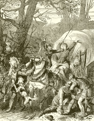Medieval Customs: Robber Knights Attacking a Merchant Caravan by English School