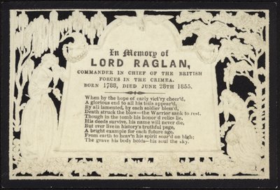 Memorial Card in Memory of Lord Raglan by English School