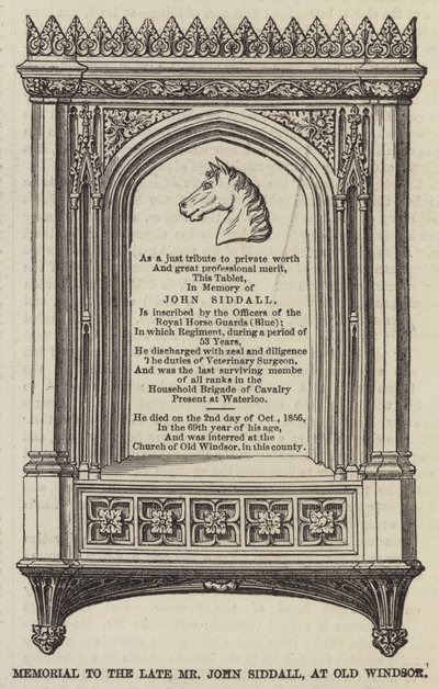 Memorial to the Late Mr John Siddall, at Old Windsor by English School