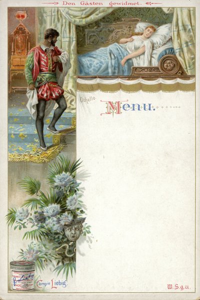 Menu with a Scene from Othello and an Advertisement for Liebig
