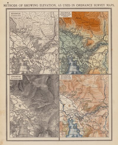 Methods of showing Elevation, as used in Ordnance Survey Maps by English School
