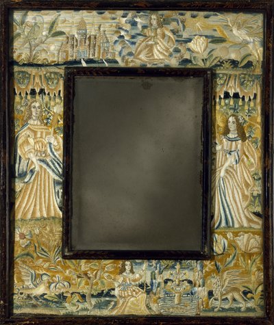 Mirror with Raised-Work Embroidery, c. 1650-1700 by English School
