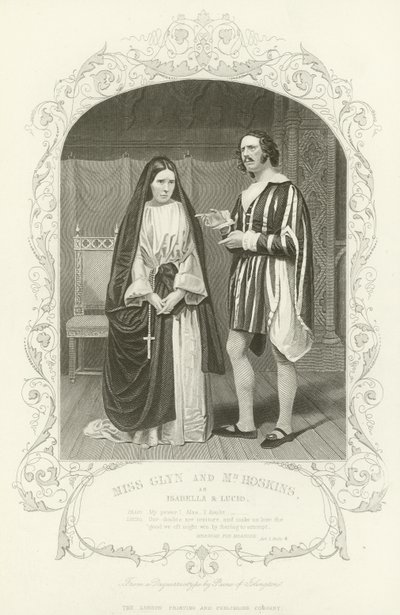 Miss Glyn and Mr Hoskins as Isabella and Lucio, Measure for Measure by English School