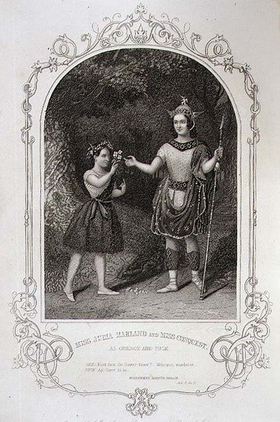 Miss Julia Harland and Miss Conquest as Oberon and Puck, Act II Scene 2 of 