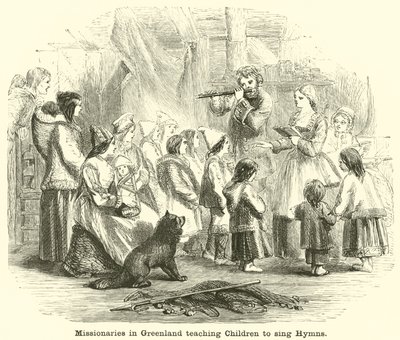 Missionaries in Greenland Teaching Children to Sing Hymns by English School
