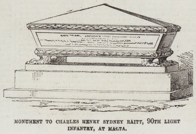 Monument to Charles Henry Sydney Raitt, 90th Light Infantry, at Malta by English School
