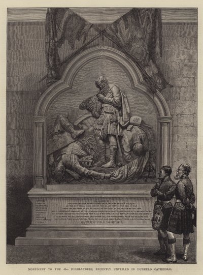 Monument to the 42nd Highlanders, recently unveiled in Dunkeld Cathedral by English School