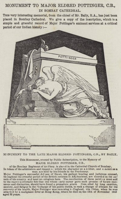 Monument to the late Major Eldred Pottinger, CB, by Baily by English School