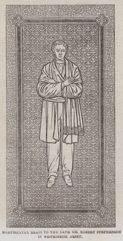 Monumental Brass to the late Mr Robert Stephenson in Westminster Abbey by English School
