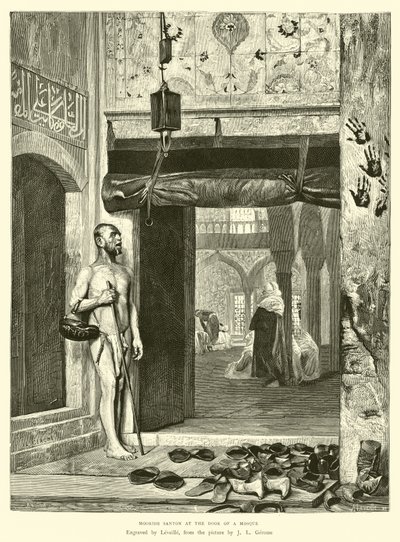 Moorish Santon at the Door of a Mosque by English School