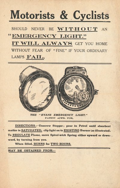 Motorists and Cyclists, Emergency Light by English School