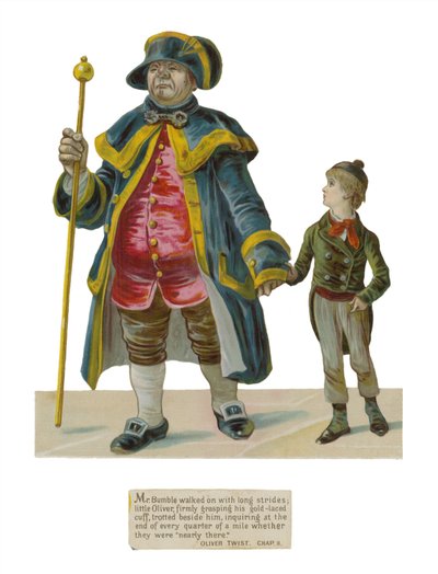 Mr Bumble and Oliver Twist by English School