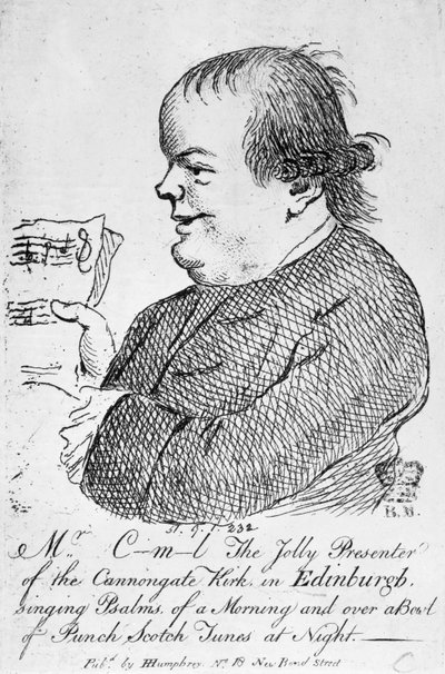 Mr C-m-l the jolly presenter of the Canongate Kirk in Edinburgh, c.1781 by English School
