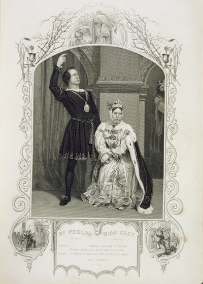 Mr. Phelps as Hamlet and Miss Glyn as Queen Gertrude, Act III Scene 4, in Hamlet by William Shakespeare by English School