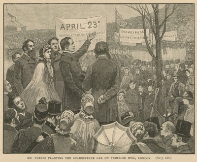 Mr Phelps planting the Shakespeare Oak on Primrose Hill, London by English School