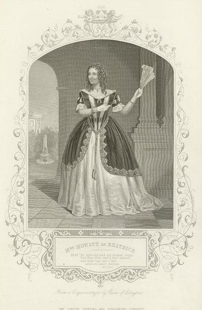 Mrs Mowatt as Beatrice, Much Ado About Nothing, Act II, Scene I by English School