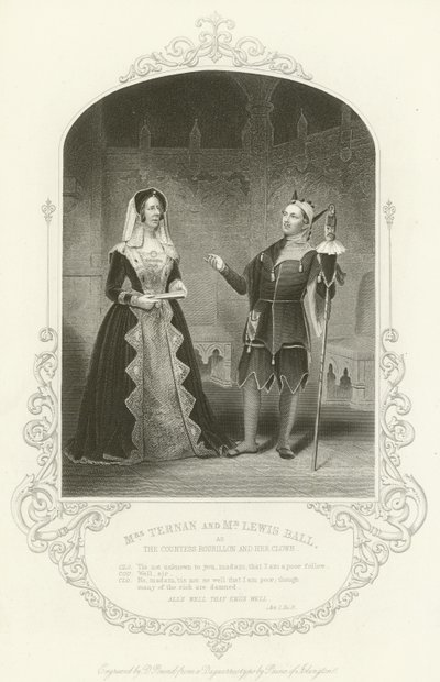Mrs Ternan and Mr Lewis Ball as the Countess Rousillon and Her Clown, All