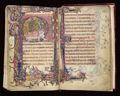 Death Striking, Historiated Initial from the Macclesfield Psalter, Use of Sarum, East Anglia, c.1330 by English School