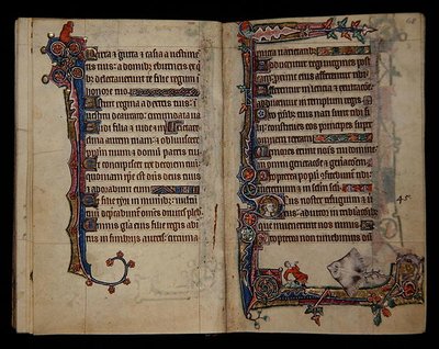 A giant Skate startles a man, border decoration from the Macclesfield Psalter, Use of Sarum, East Anglia, c.1330 by English School