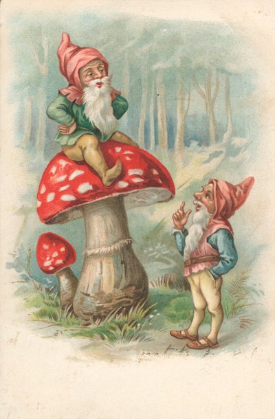 Mushroom with Gnomes by English School
