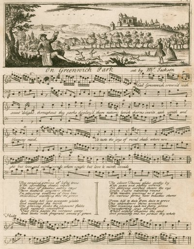 Musical score: On Greenwich Park, set by Mr Jackson by English School