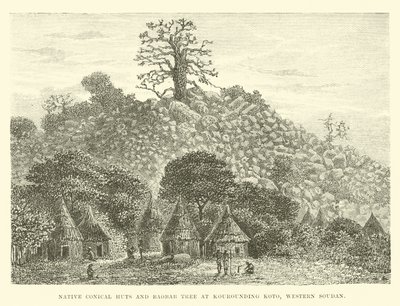 Native Conical Huts and Baobab Tree at Kourounding Koto, Western Sudan by English School