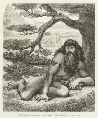 Nebuchadnezzar Dwelling with the Beasts of the Field by English School