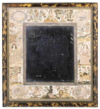 Needlework Mirror with Personifications of the Continents by English School