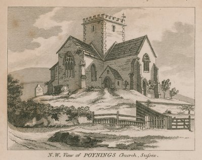North-West View of Poynings Church in Poynings by English School