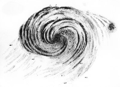 Observation of Whirlpool Galaxy in Canes Venatici, from Observations of Nebulae, by Lord Rosse, Published in London, 1850 by English School