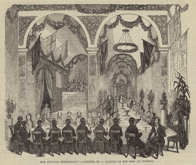 Old English Hospitality, Dinner by a Master to his Men at Clifton by English School