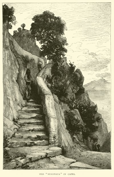 Old Scalinata in Capri by English School