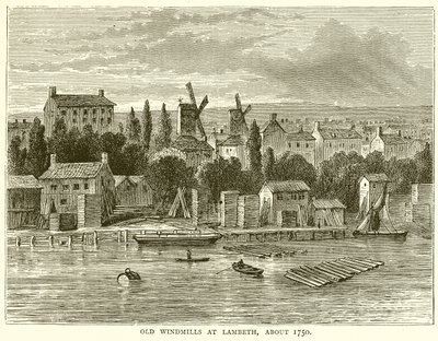 Old Windmills at Lambeth, about 1750 by English School
