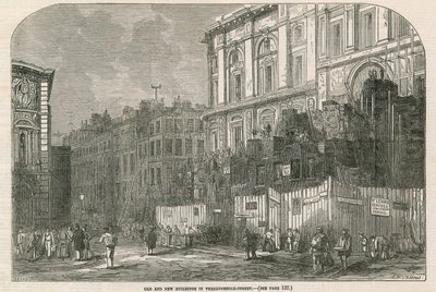 Old and new buildings in Threadneedle Street, London by English School