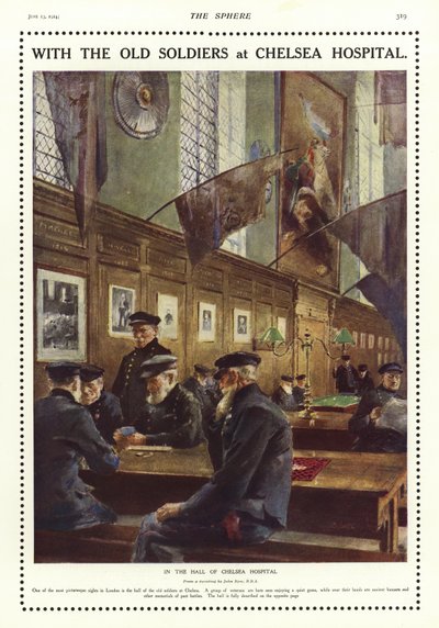 Old Soldiers in the Hall of Chelsea Hospital, London by English School